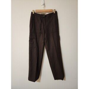 Vintage Eddie Bauer Womens Wool-Blend Flannel Cargo Pants Brown Lined Size 6